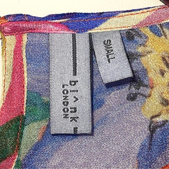 Bl^nk London Anthropologie Miranda Peasant Blouse S Balloon Sleeve Multicolor - Picture 9 of 9